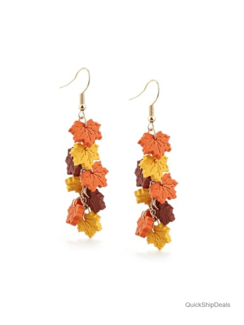 Acrylic Maple Leaf Dangle Earrings French Wire Fall Thanksgiving Jewelry
